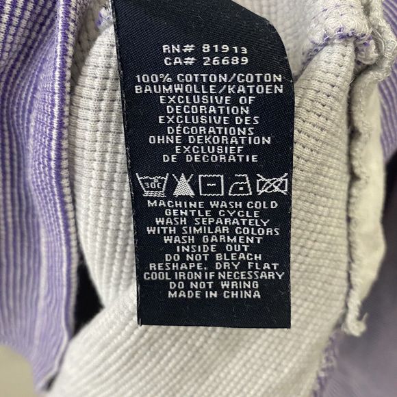 Robert Graham Sweater Mens Large 1/4 Zip Stripes Pullover Purple Cotton FLAWED - Picture 8 of 8